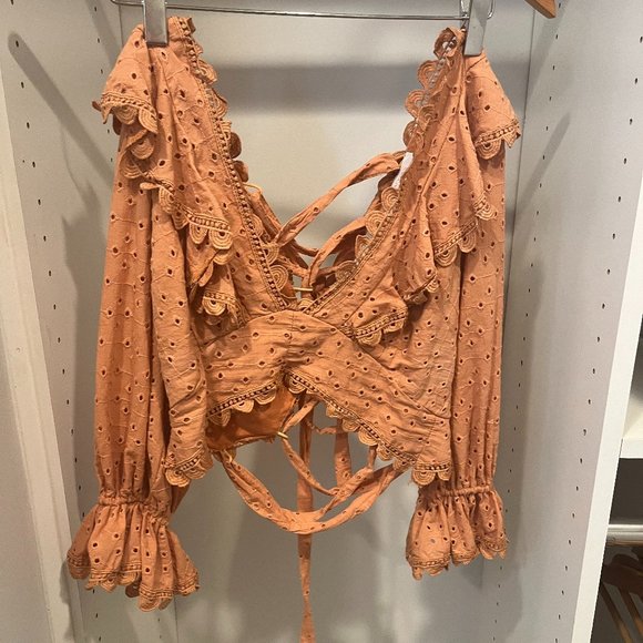 Olivaceous Burnt Orange Lace-up Top - Picture 1 of 2